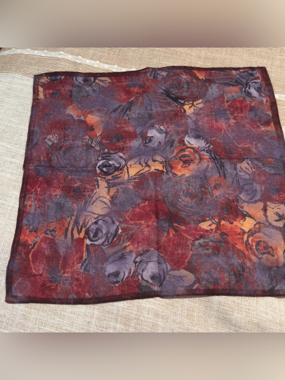 Ermenegildo Zegna #010 Floral Blend Scarf in Burgundy, Rust, Purple wool